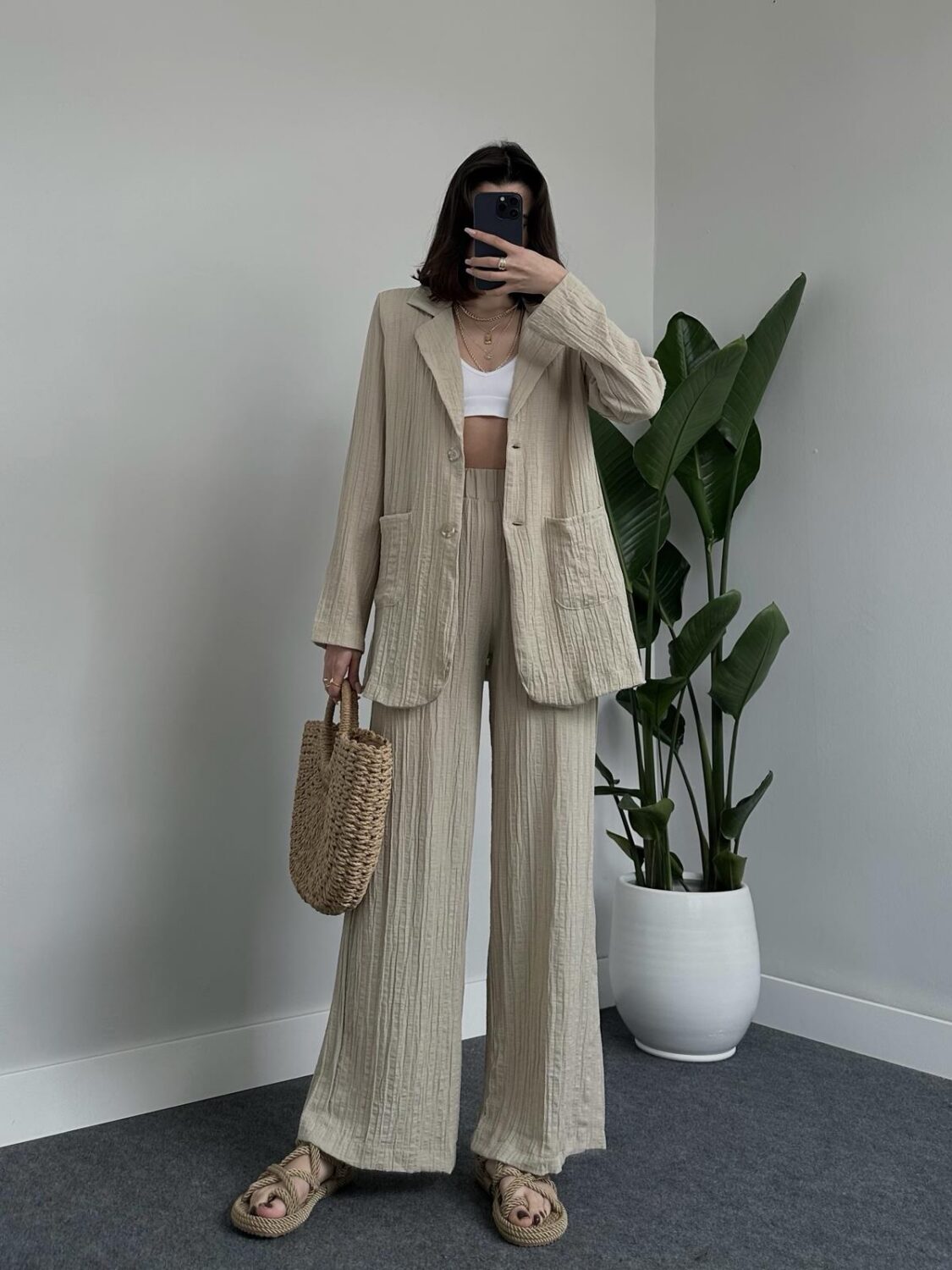 Ensemble waffle beige