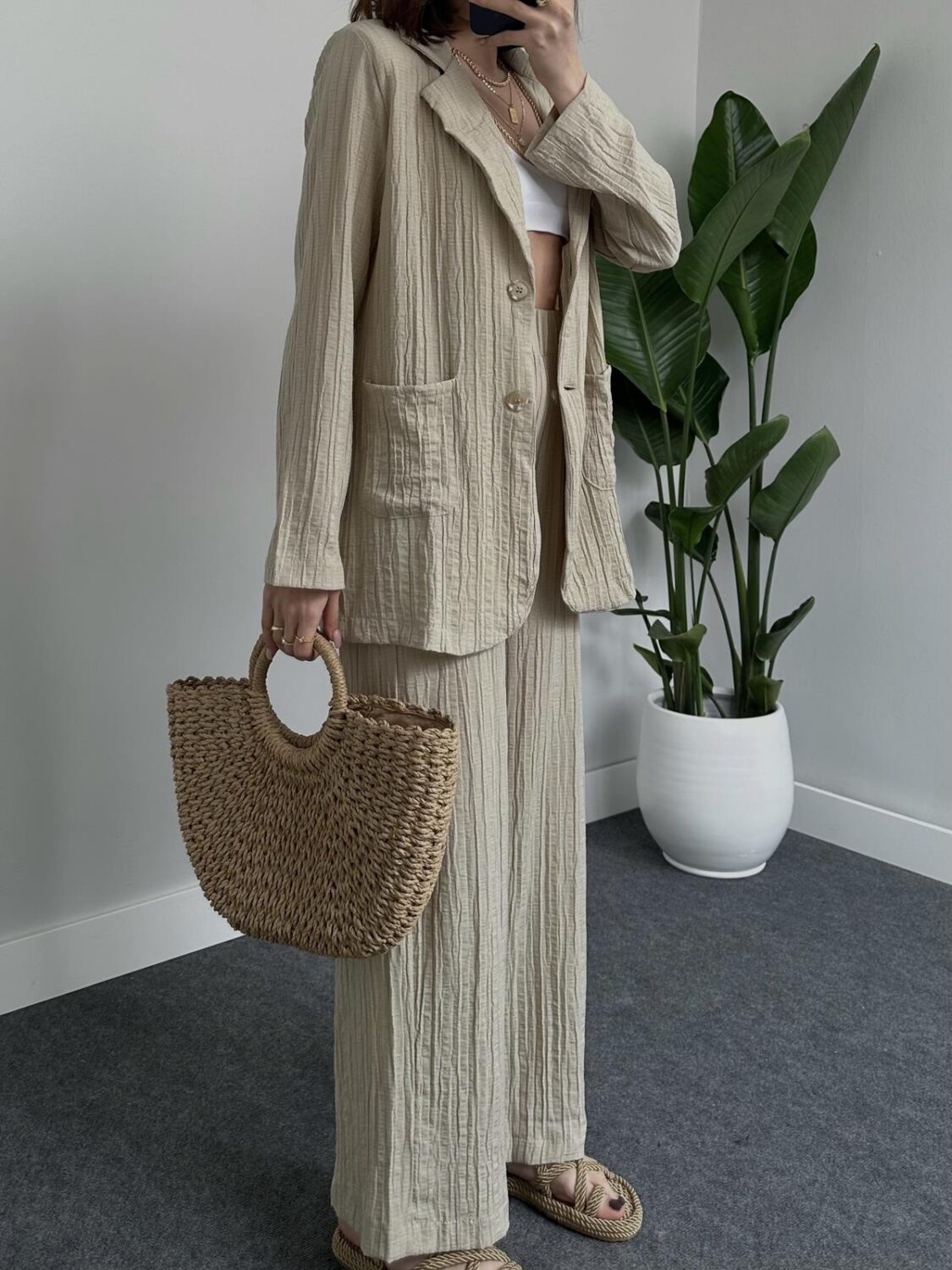 Ensemble waffle beige