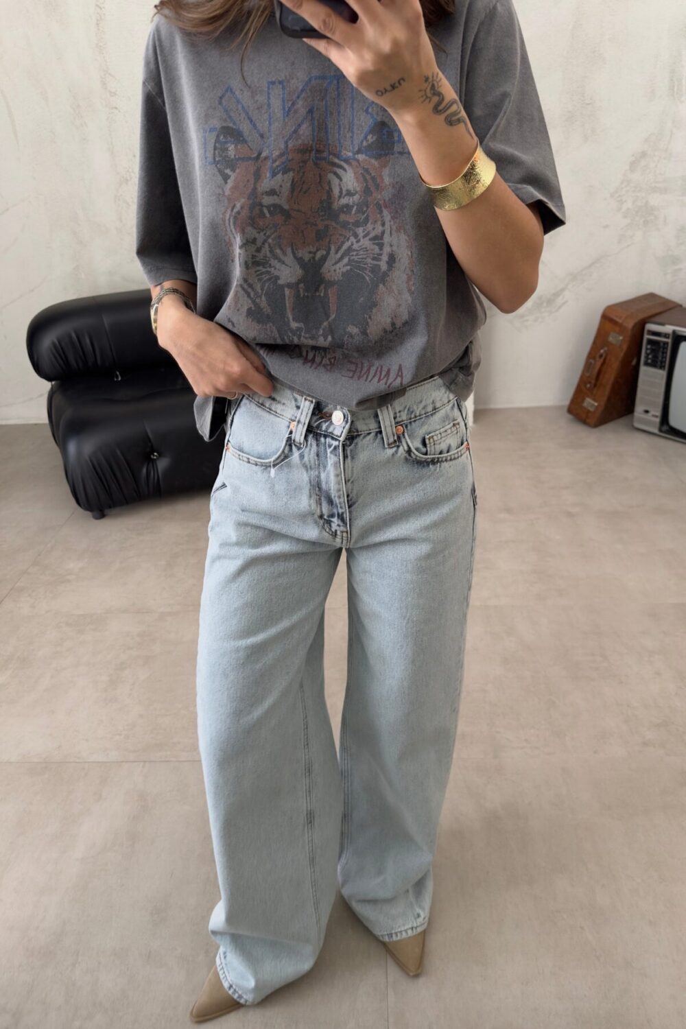 Wide Leg Ice Blue Jeans