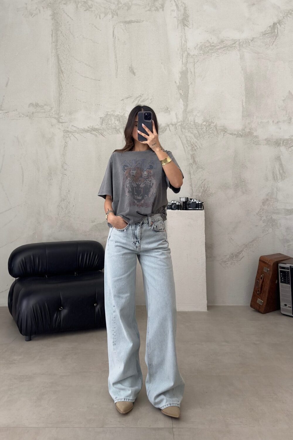 Wide Leg Ice Blue Jeans