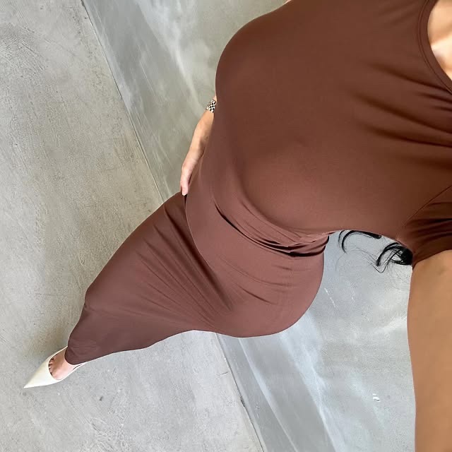 Robe skim Marron