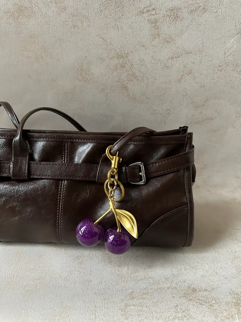 Viral Purple Cherry Bag Charm
