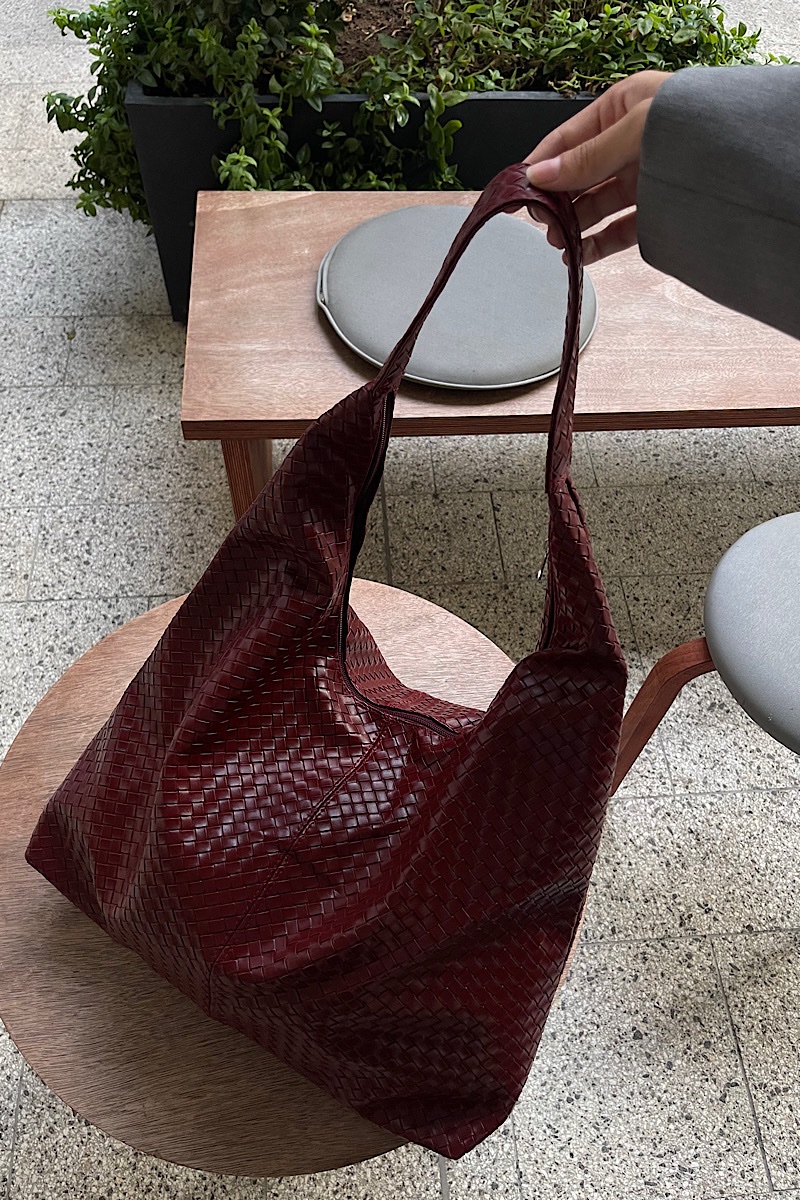 Zoe XL Woven Pattern Leather Bordeaux