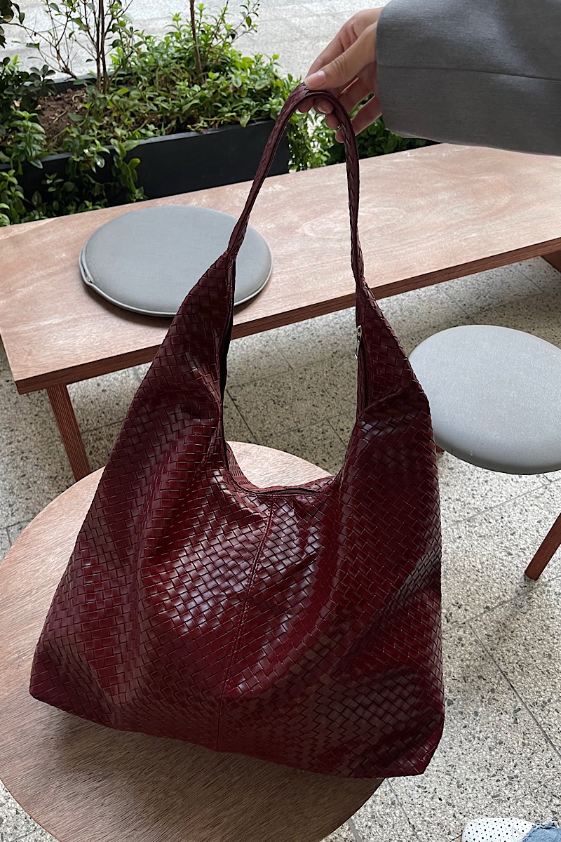 Zoe XL Woven Pattern Leather Bordeaux