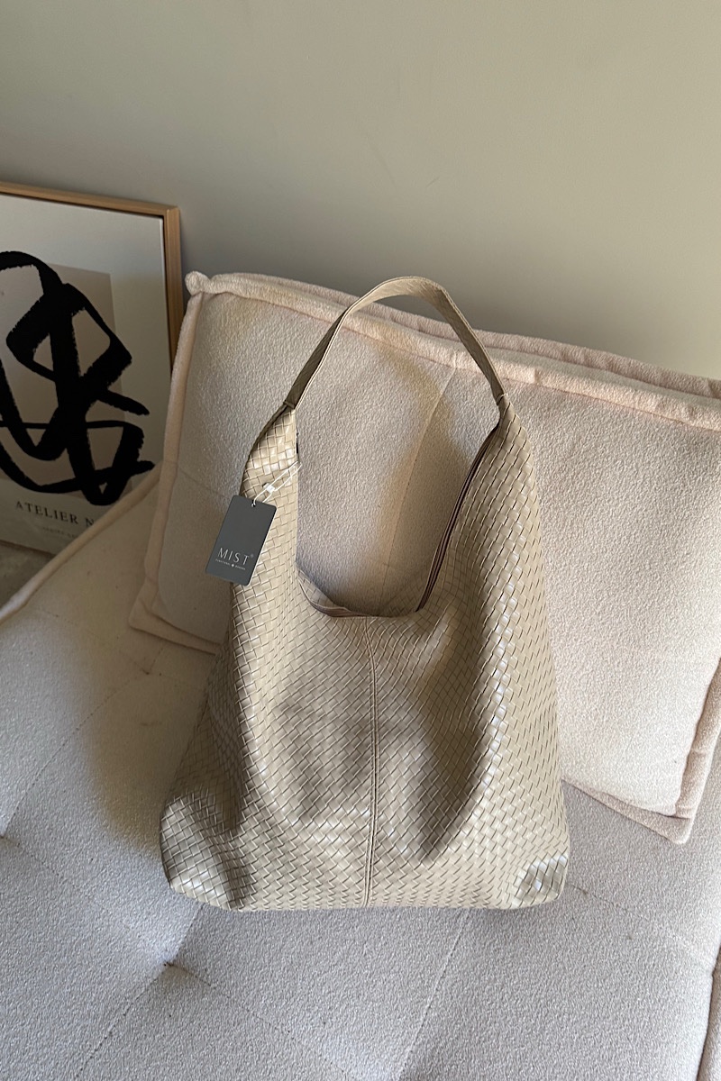 Zoe XL Woven Pattern Leather Beige