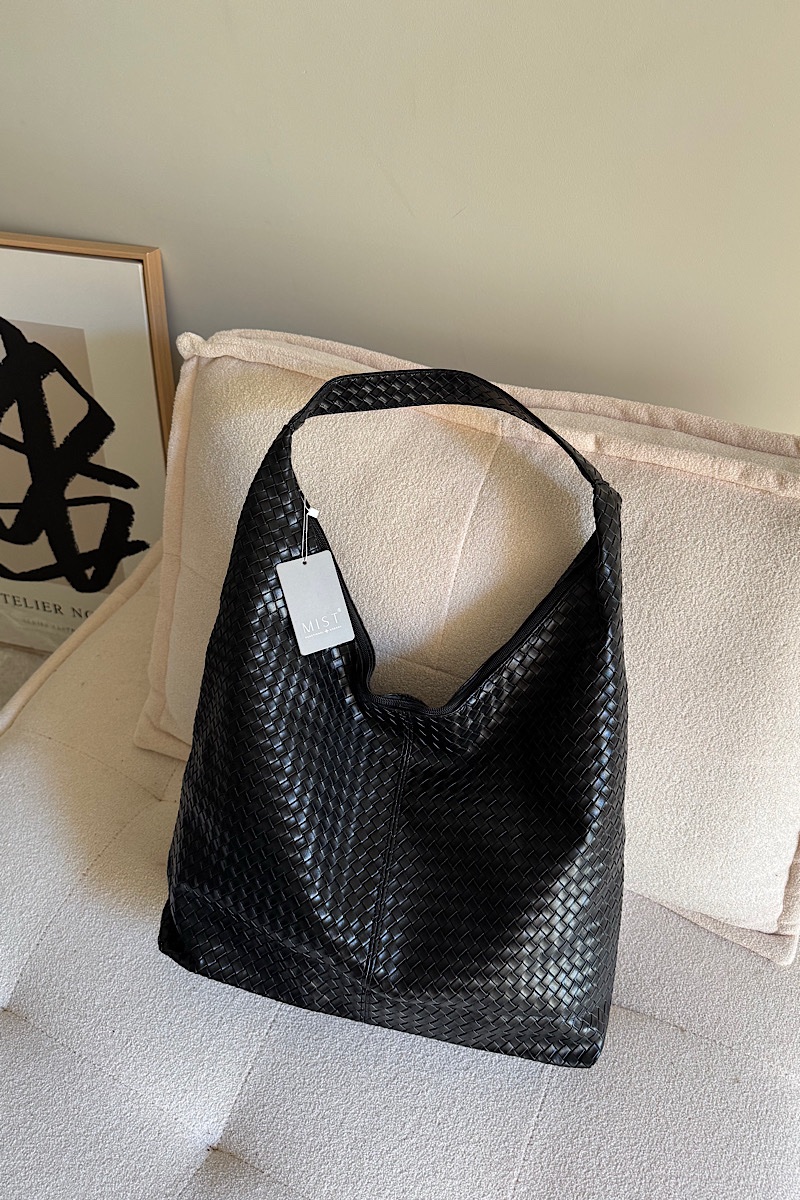 Zoe XL Woven Pattern Leather Noire