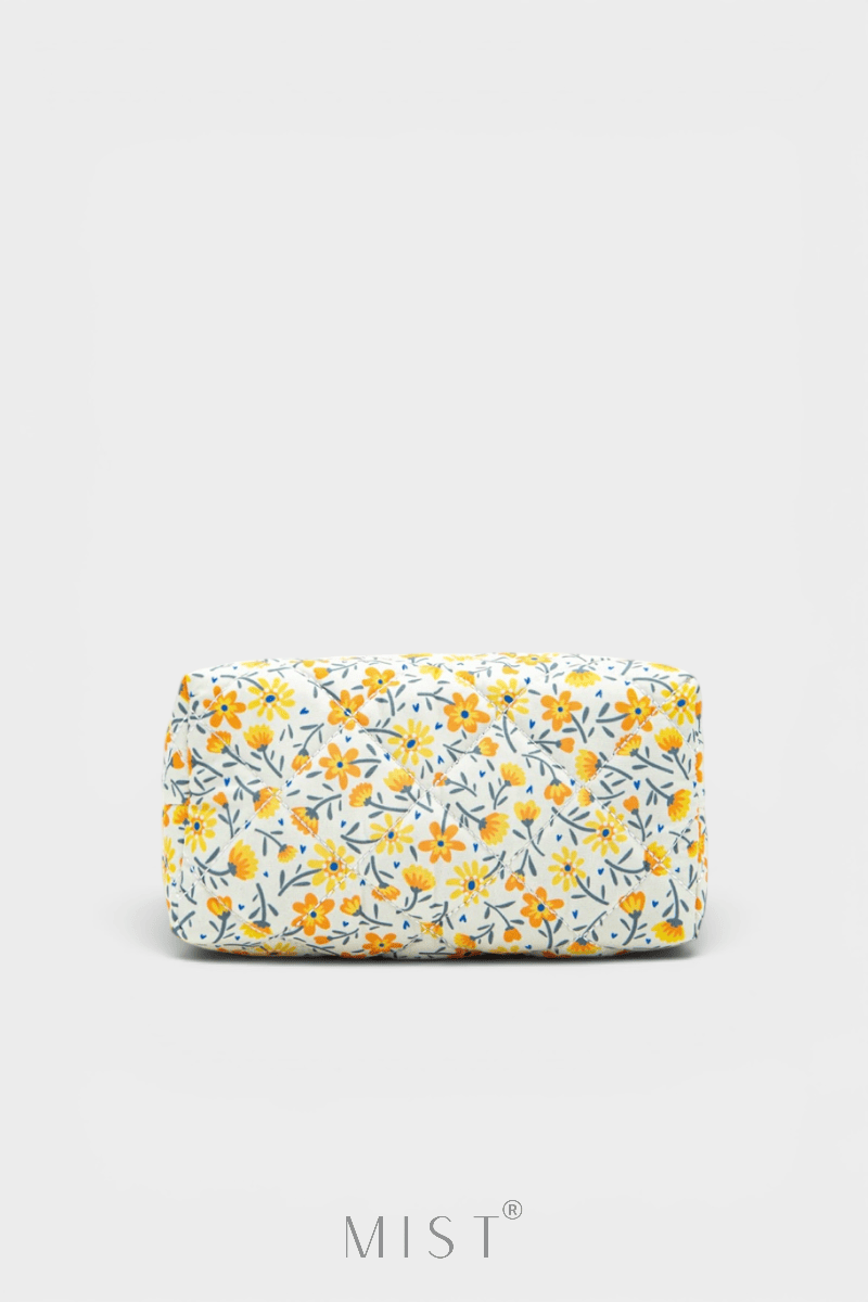 Yellow Floral Makeup Pouch