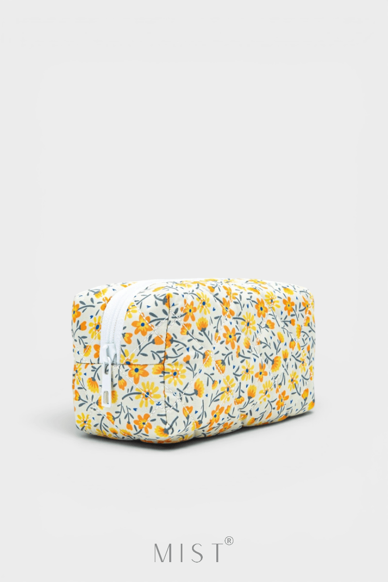 Yellow Floral Makeup Pouch