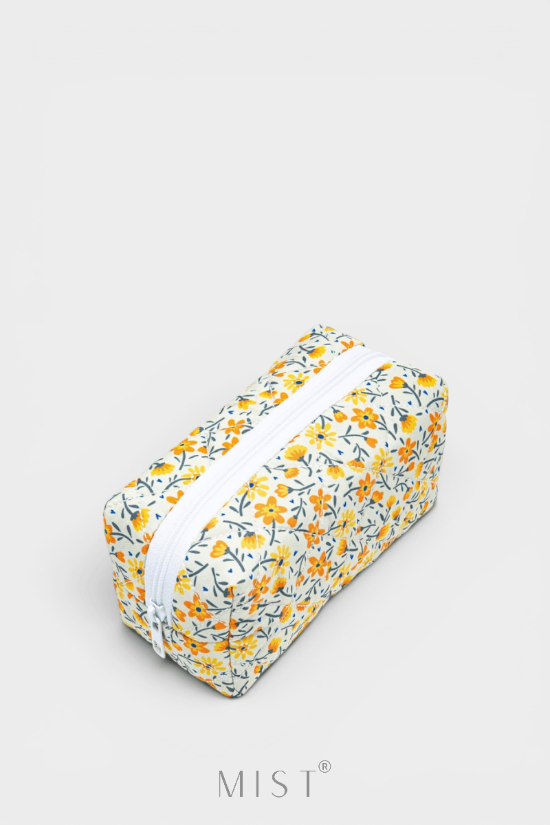 Yellow Floral Makeup Pouch