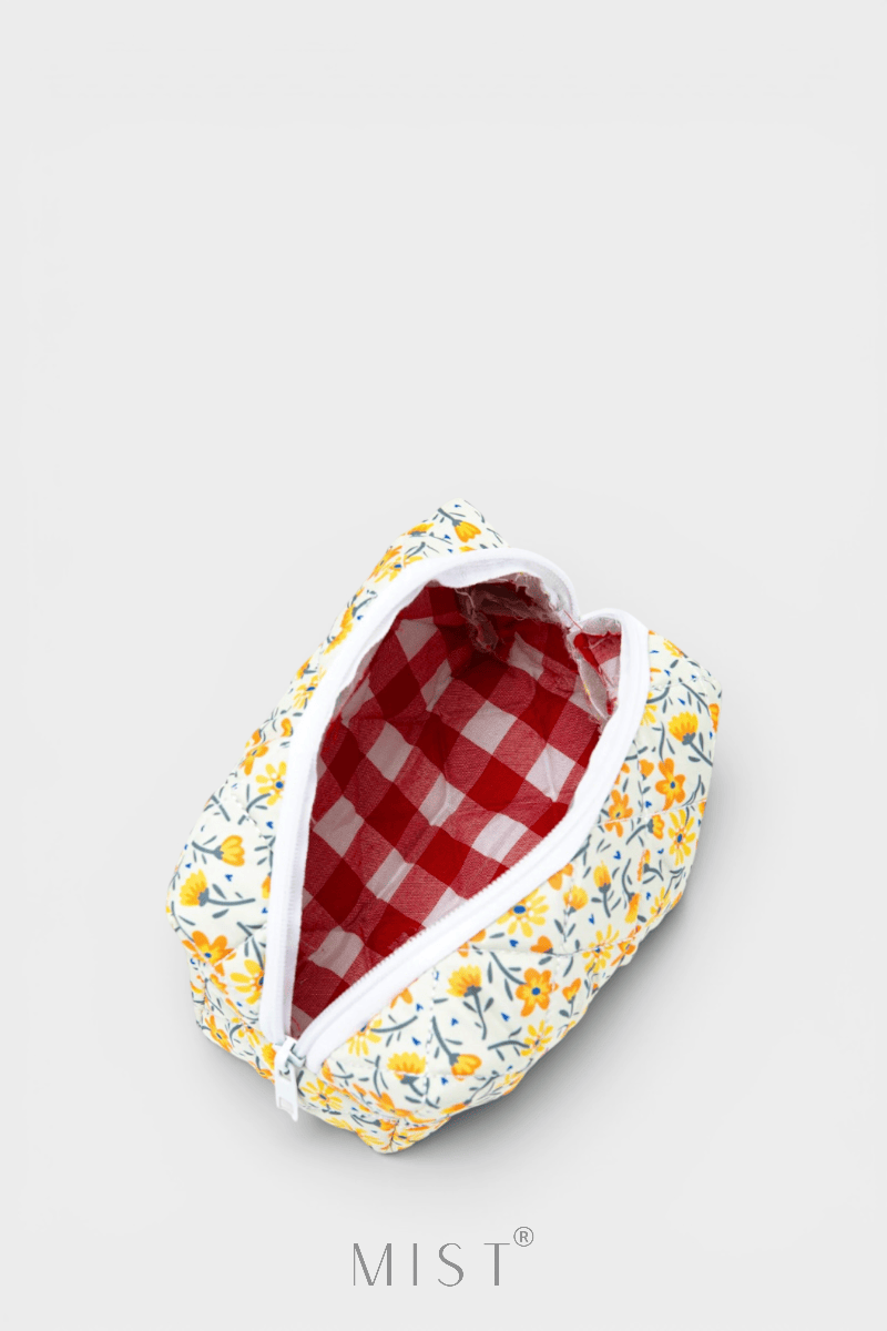 Yellow Floral Makeup Pouch