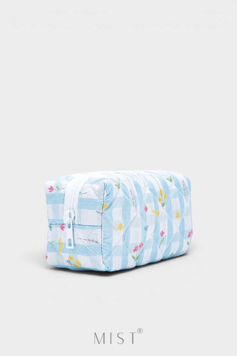 Baby Blue Floral Makeup Pouch