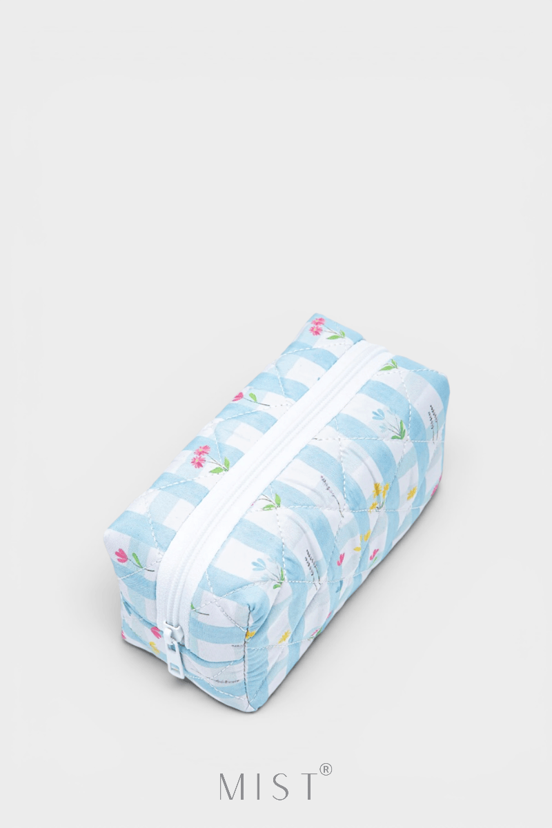 Baby Blue Floral Makeup Pouch