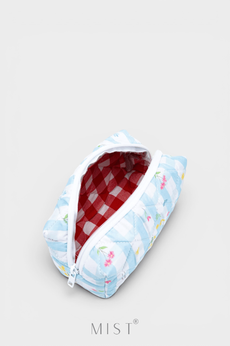 Baby Blue Floral Makeup Pouch
