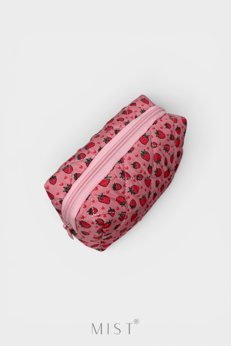 Pink Strawberry Makeup Pouch
